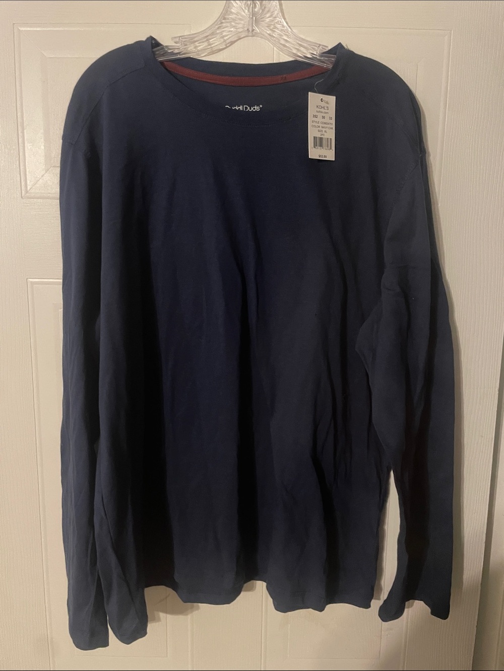 Dark blue Cuddl Duds men’s sleepwear/active wear long sleeve shirt.